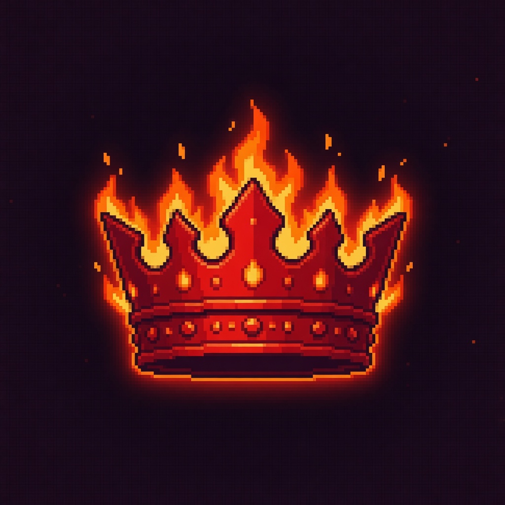 Ember faction emblem — crimson pixel-art crown